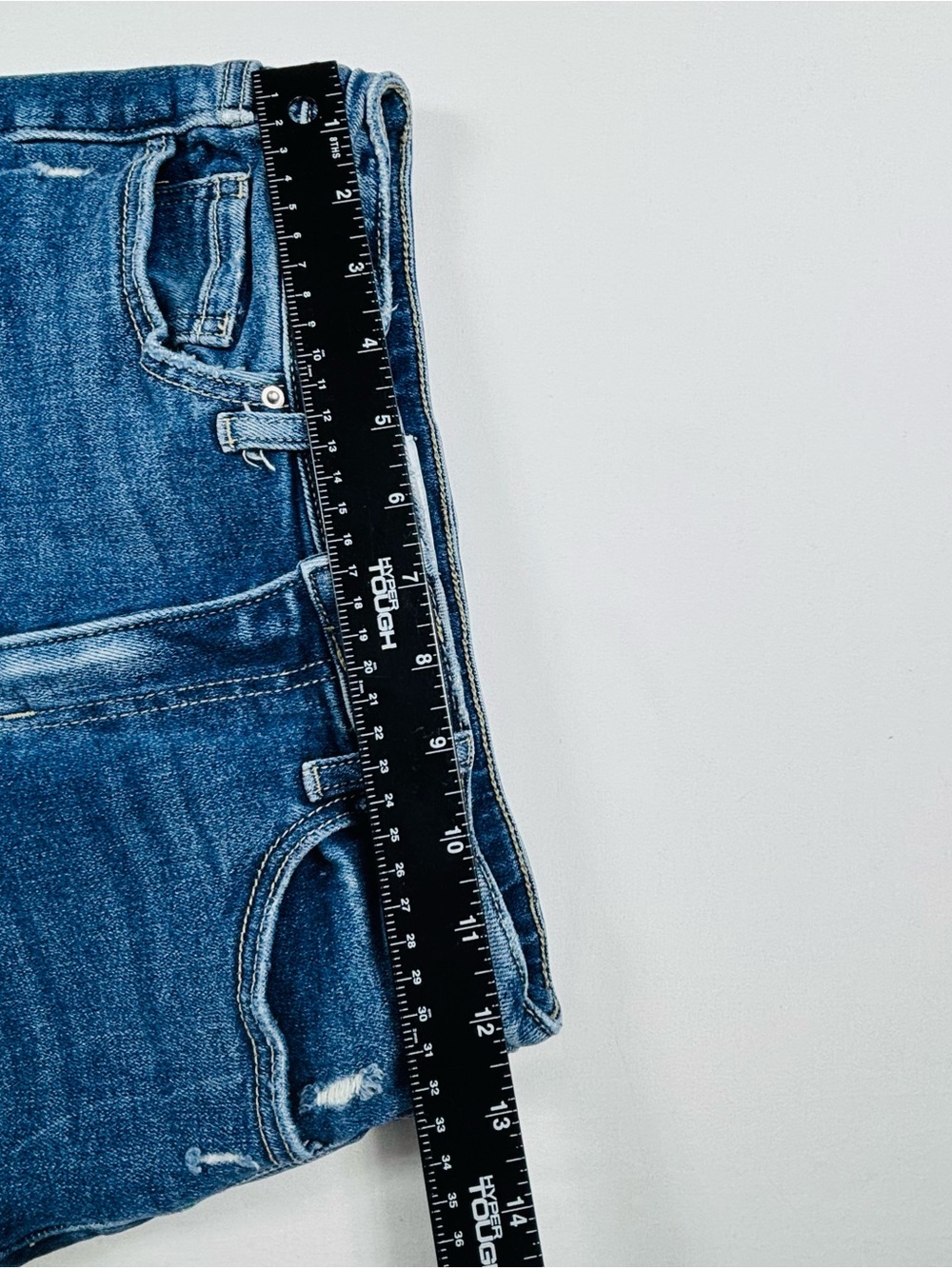 Dark Blue Distressed Women's Flare Jeans W703 - Picture 5 of 8